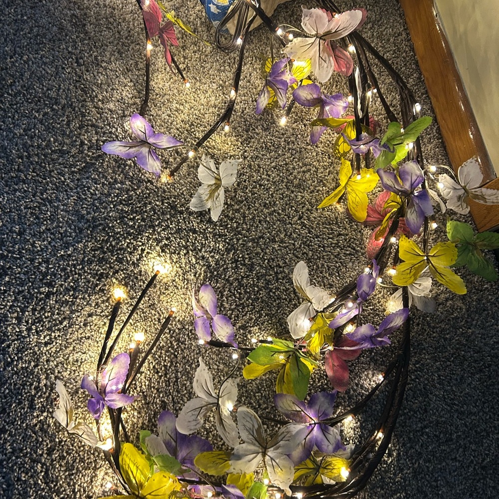 Butterfly String Lights with Multicolor Flowers